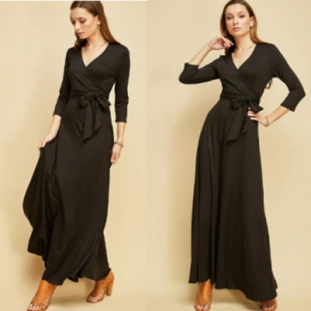 Black Maxi Wrap Dress